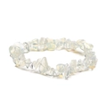 Macro shot of irregular translucent milky white natural crystal chips handmade bracelet - Opalite