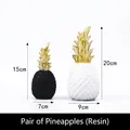 Minimalist black and white resin pineapple set with gold leaves, sizes 15cm and 20cm - Black And White Pineapple Set