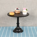 Soporte clásico para tartas de metal negro con bandeja redonda y base estable - Alto 30cm / Negro