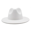 Classic white felt fedora hat with pinch front crown and wide brim for men and women - M (56-58cm) / White