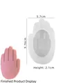 DIY hand-shaped silicone mold for resin soap dishes with dimensions and pink finished example - Small Palm Soap Box Mold