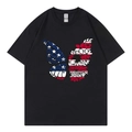 Black Gildan t-shirt with patriotic butterfly American flag and floral graphic print - Black Design 317 / S