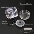 Diamond-cut clear acrylic cosmetic jar with 2.7cm width, lid, and sifter insert - Lotus Diamond Pattern Bottle