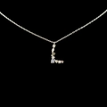 Silver 18k gold chain necklace with letter L pendant inlaid with colorful zircon stones - Letter L / Silver