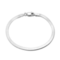 S925 sterling silver flat snake chain bracelet with ITALY stamp on white background - 16.5cm (3mm Width) / Silver