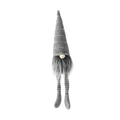 Christmas faceless gnome doll with gray knitted hat and long striped legs for decor - Gray