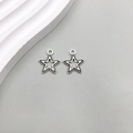 Antique silver star-shaped hollow charms with beaded edges for DIY jewelry making - 1Pc Antique Silver Pentagram 15*17mm