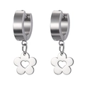 Boucles d'oreilles fleurs en acier inoxydable argenté avec motif cœur ajouré pour femme - Fleur Cœur Évidé (Couleur Acier) / Argent Style 1