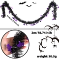 2m Halloween tinsel garland with purple bats and black foil for festive party decoration - Approx. 2m Long / Black Silk Laser Rose Red Bat Style