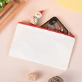 White canvas zipper pouch with contrasting red metal zip for cosmetics or stationery - 21*12 Red