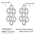 Waterproof stainless steel drop earrings with hammered texture and multi-layer oval design - Silver Medium Triple Link Style (YYE025184-P) / Silver