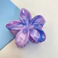 Purple and blue marble pattern plumeria hair claw clip with floral resin design - 12 Pcs Set (Approx. 8x7x4cm) / Purple (Marble Pattern)
