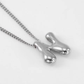 Polished silver bubble letter H pendant necklace with shiny metallic finish - Steel Letter N