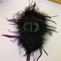 Elegant large hair claw clip with black and purple ostrich feather decorative detail - 13CM Black & Purple Feather Claw Clip