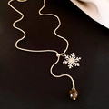 Golden Y-shaped snowflake necklace with zircon pendant and cat-eye brown bead - Tiger Eye Zircon Snowflake Necklace