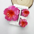 Three-piece plumeria hair claw set with rose red to orange gradient finish - Cabbage-shaped Rose-red Set (including Card)