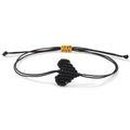Handgefertigtes schwarzes Webarmband mit 3D-Herz und verstellbarem goldenen Knoten - Herzchenmuster Stil / Schwarz (X-B25021903B)