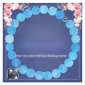 Blue weathered agate bracelet with silver heart charm on inspirational gift card - Blue Cracked Stone (Card B-2)