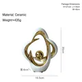 Modern white and gold ceramic abstract sculpture ornament for living room decor - Fortune Turn Art Ornament - Low Style (11818)