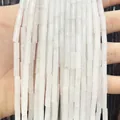Polished white translucent stone cylinder spacer beads for DIY jewelry making - 4x13mm Tube/Strand / Natural White Jade