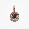 Rose gold round star pendant featuring a vibrant magenta gemstone in the center - Rose Gold February