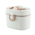Portable baby formula dispenser in pink and white with floral latch and top bee handle - Small (410ml) / Almond White