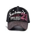 Berretto da baseball unisex in cotone lavato con lettere ricamate e toppa vintage - Nero (Berretto da baseball per adulti)