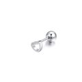 Polished silver stainless steel heart stud earring with screw-back ball closure - Heart & Ball Style / 1 Piece / Steel