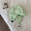 Detail view of light green winter trapper hat with ear flaps and adjustable buckles - M (56-58cm) / Green