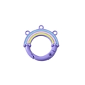 Purple spring ring clasp with rainbow stripes for DIY jewelry and keychain making - Taro Purple
