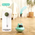 Blue cat tumbler toy with long spring feather, bell and replaceable catnip ball accessory - Replaceable Catnip Ball / Blue