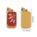 Pendentif tarot rectangulaire avec étoile en émail rouge et dimensions 26mm x 12,5mm - Motif Pop Rouge