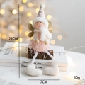 Poupée ange de Noël en peluche rose avec ailes dorées sur socle en bois 21cm - Type B / Ange Rose (Jupe à Franges)