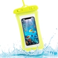 Yellow waterproof phone pouch for outdoor drifting and swimming with underwater touchscreen - Air Cushion Style / Yellow
