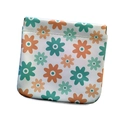 Mini floral PU leather cosmetic pouch with automatic closure and spring clip in white - Small Floral Pattern