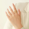 Chic 18k gold plated hollow wire wrap wide ring worn on model index finger - US 6 / Gold