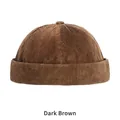 Dark brown corduroy docker cap with ribbed texture and minimalist retro style - One Size (54-58cm) / Dark Coffee