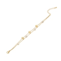 Double-layered golden bracelet with heart and oval-shaped clear gemstone pendants - Heart Style (3#)