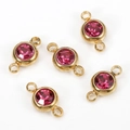 Golden stainless steel round faceted rose red crystal connector charms for DIY jewelry - 10pcs/Pack / Rose Red