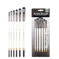 Professional 6-piece nylon hair paintbrush set with white wooden handles for art - 6Pcs Filbert HB6175C / White
