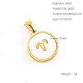 Macro detail of 18K gold plated Aries zodiac pendant with white shell inlay for necklaces - Aries - Single Pendant