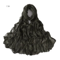 Detail shot of lightweight dark green crinkle scarf with soft breathable texture - 17# Dark Green