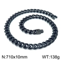 Black stainless steel Cuban link chain necklace for men with 710x10mm size and 138g weight - 710mm x 10mm (KN225364-Z)