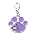 Purple paw print pet ID tag with sparkling rhinestones and a durable lobster clasp - Paw Shape / Purple
