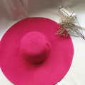 Chapeau de soleil pliable à large bord en rouge rose vif pour vacances à la plage - M (56-58cm) / Rose rouge