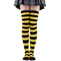 Knee-high stockings with classic yellow and black horizontal stripes in a knit finish - Black and Yellow Stripes