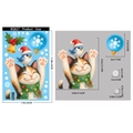 Christmas window sticker set with a cute cat and bird on 20x30cm static cling sheet - BQ627