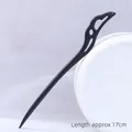 Minimalist black faux ebony hair pin with hollow carving design, 17cm length - Ebony-like Flying Feather
