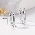 Macro shot showing dimensions of silver square hoop earrings: 12mm width and 13mm height - EH770 Silver Square Buckle