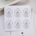 Oval happy birthday sticker sheet featuring a cute cat on a cake with black ink drawings - Vertical Cat (6 Pcs/Sheet) / White